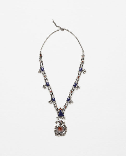 LONG SILVER TONED NECKLACE